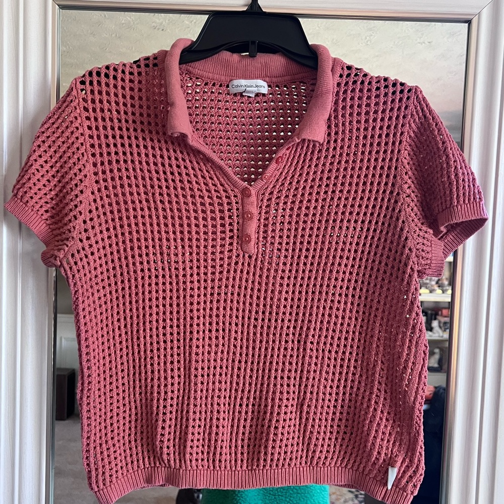 Calvin Klein Jeans Knit Rose Colored Polo